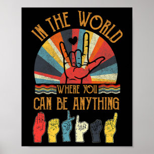 Retro Kindness Autisme Awareness Maand ASL  Poster