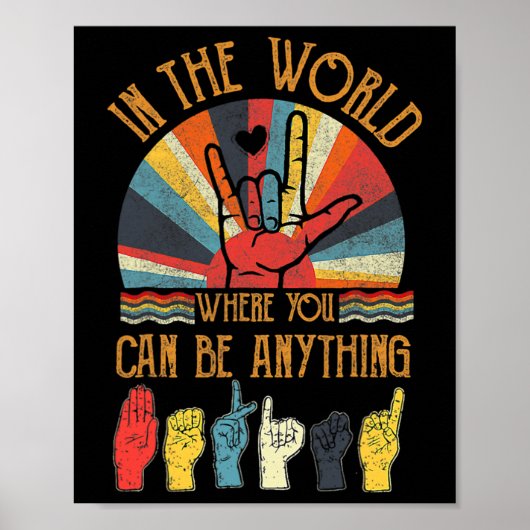 Retro Kindness Autisme Awareness Maand ASL  Poster (Voorkant)
