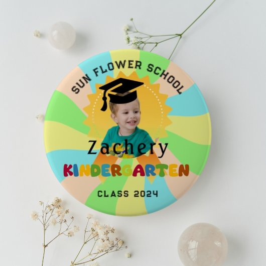 Retro Kindy afstudeerbadge foto aangepaste knop Ronde Button 4,0 Cm