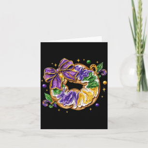Retro King Cake Coquette Strik Boeketten Gelukkig Kaart