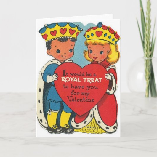 Retro King en Queen Royal Valentijnsdag Card Feestdagen Kaart (Voorkant)