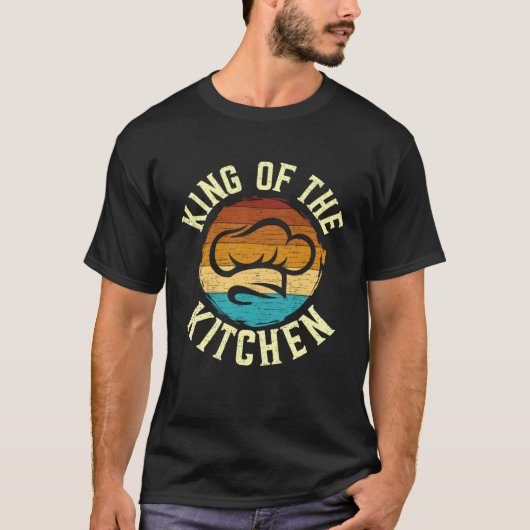 Retro King Of The Kitchen Cooking  Chief Cook Chef T-shirt (Voorkant)