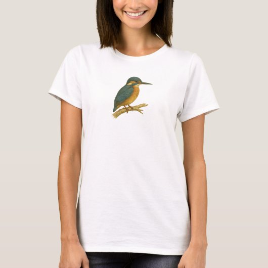 Retro Kingfisher Bird T-shirt (Voorkant)