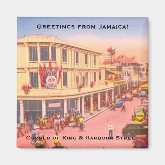 Retro Kingston, Jamaica (King & Harbour Street) Magneet (Voorkant)