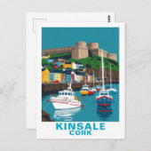 Retro Kinsale Cork Ireland Irish Coastal Village Briefkaart (Voorkant / Achterkant)