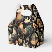 Retro Kip Boerderij Patroon Bedankdoosjes (Voorkant Zijde)