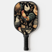 Retro Kip Boerderij Patroon Pickleball Paddle (Voorkant)