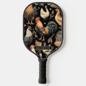 Retro Kip Boerderij Patroon Pickleball Paddle (Achterkant)