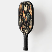 Retro Kip Boerderij Patroon Pickleball Paddle (Links)