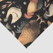 Retro Kip Boerderij Patroon Tissuepapier (Detail)