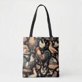 Retro Kip Boerderij Patroon Tote Bag (Voorkant)