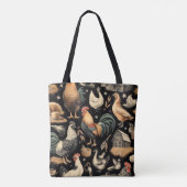 Retro Kip Boerderij Patroon Tote Bag (Achterkant)
