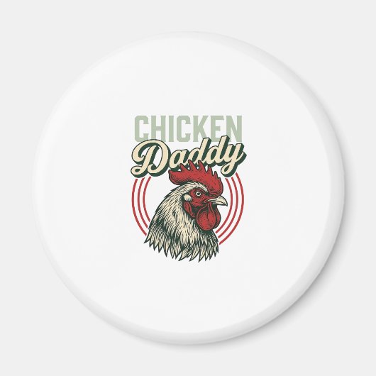 Retro Kip Daddy Haan Shirt Ontwerp_1 Magneet (Voorkant)
