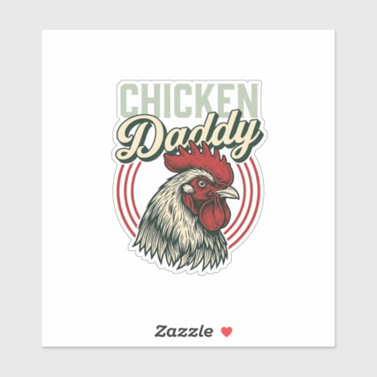 Retro Kip Daddy Haan Shirt Ontwerp_1 Sticker (Vel)