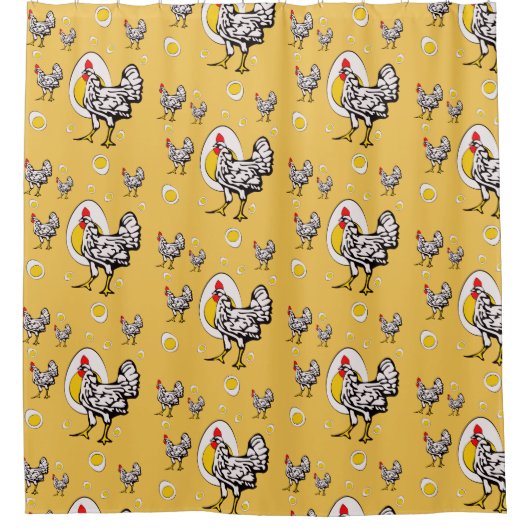 Retro Kippen Douchegordijn (Voorkant)