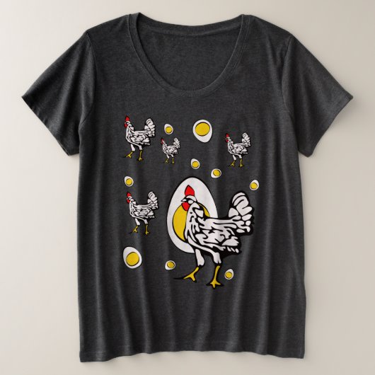 Retro Kippen Grote Maat T-shirt (Design voorkant)