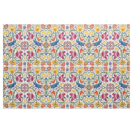 Retro kippen in bloementuin patroon stof (Fat Quarter)