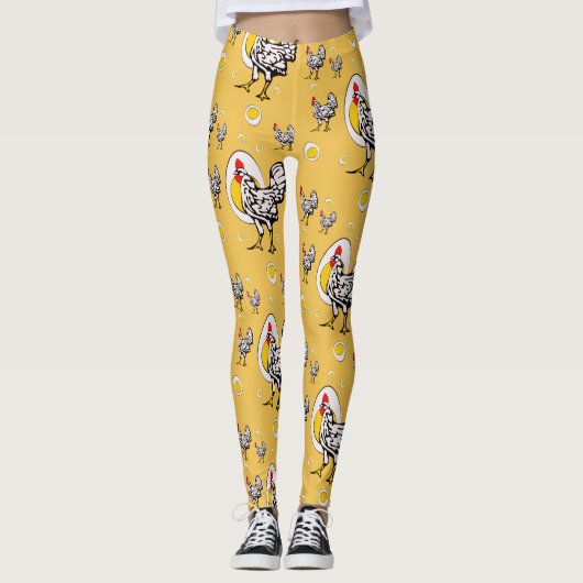 Retro Kippen Leggings (Voorkant)
