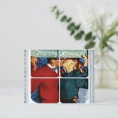 Retro Kissing Christmas Couple Briefkaart (Staand voorkant)