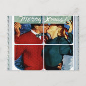 Retro Kissing Christmas Couple Briefkaart (Voorkant)