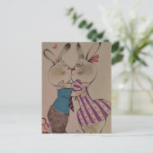 Retro Kissing Easter Bunnies Briefkaart (Staand voorkant)