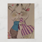 Retro Kissing Easter Bunnies Briefkaart (Voorkant)
