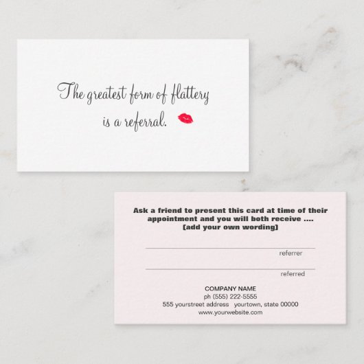 Retro Kissing Lips Cosmetology Reference Card Aanbevelingskaartje (Voorkant / Achterkant)