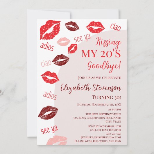 Retro Kissing My 20's Goodbye 30ste verjaardagsfee Kaart (Voorkant)