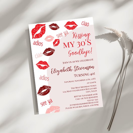 Retro Kissing My 30's Goodbye 40th Birthday Party Kaart