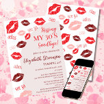 Retro Kissing My 30's Goodbye 40th Birthday Party Kaart<br><div class="desc">Vier het draaien van 40 in fantastische stijl met deze "Kissing My 30's Goodbye" verjaardagsfeestje uitnodiging! Ontworpen om een leuke, trendy en vrouwelijke sfeer te brengen op haar speciale dag, is deze uitnodiging perfect voor een stijlvolle uitzending naar de jaren 30. Met een retro-geïnspireerde roze halve boog aan de rechterkant,...</div>