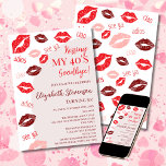 Retro Kissing My 40's Goodbye 50th Birthday Party Kaart<br><div class="desc">Vier het draaien van 50 in stijl met deze "Kissing My 40's Goodbye" verjaardagsfeestuitnodiging! Ontworpen om een leuke, trendy en vrouwelijke sfeer te brengen op haar grote dag, is deze uitnodiging de perfecte manier om een stijlvol afscheid te nemen van de jaren 40. Met een retro-geïnspireerde roze halve boog aan...</div>