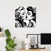 Retro Kissing Pin-ups Poster (Thuiskantoor)