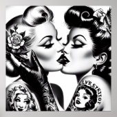 Retro Kissing Pin-ups Poster (Voorkant)