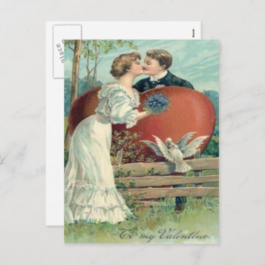  Retro Kissing Valentijn Kaart (Voorkant / Achterkant)