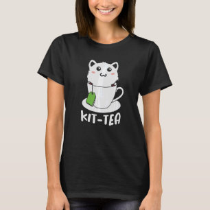 Retro Kit Tea Kitten Cat Tea Drinker Teacup Pun T-shirt