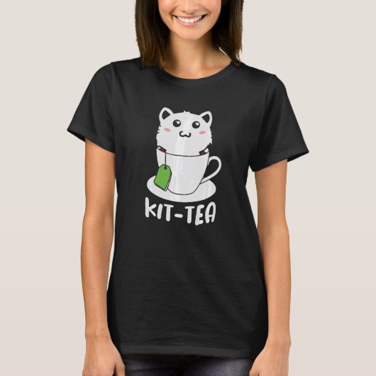Retro Kit Tea Kitten Cat Tea Drinker Teacup Pun T-shirt (Voorkant)