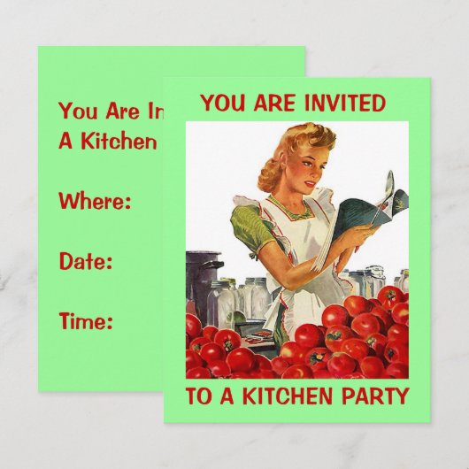 Retro Kitchen Econ Home Canning Party Uitnodiging (Voorkant / Achterkant)