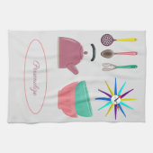 Retro Kitchen gereedschap, klok, theepot personali Theedoek (Horizontaal)