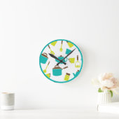  Retro Kitchen-gereedschappen Teapot Pans Ronde Klok (Huis)