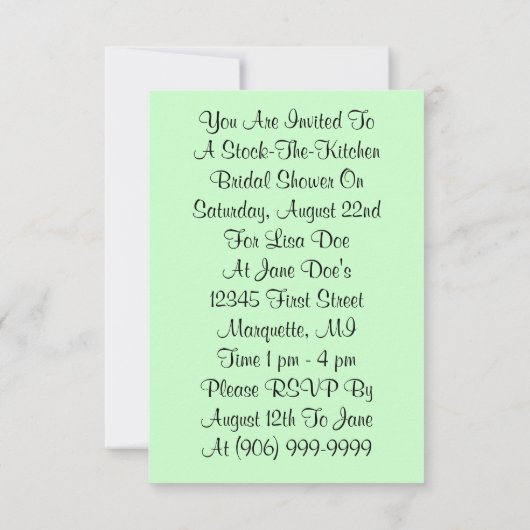 Retro Kitchen is de keukenuitnodiging voor de keuk Kaart (Achterkant)