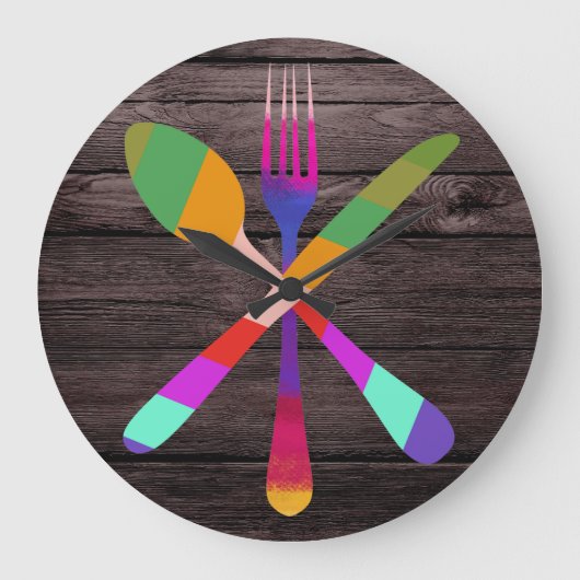 Retro Kitchen Koken op hout Grote Klok (Voorkant)