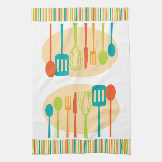 Retro Kitchen Koking Utiers Dish Towel Theedoek (Verticaal)