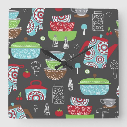 Retro Kitchen met een wandklok (Voorkant)