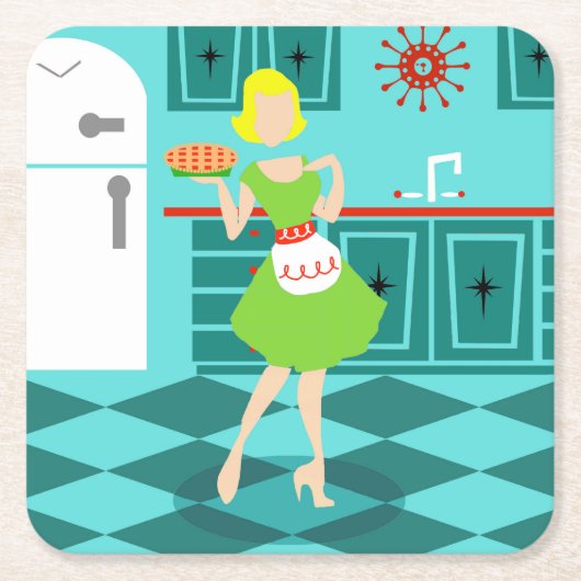 Retro Kitchen Paper-Onderzetters Kartonnen Onderzetters (Voorkant)