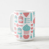 Retro Kitchen Pink & Turquoise & Cupcakes Mok (Voorkant links)