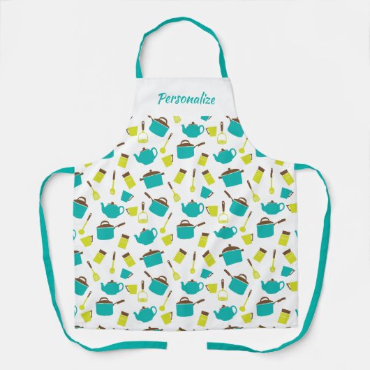 Retro Kitchen Pots Pans-gereedschap voor dames Schort (Voorkant)