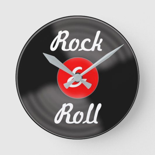 Retro Kitchen Rock en Roll Red Record wandklok (Voorkant)