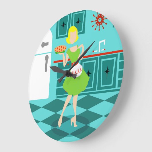 Retro Kitchen Round Acrylwand Grote Klok (Hoek)