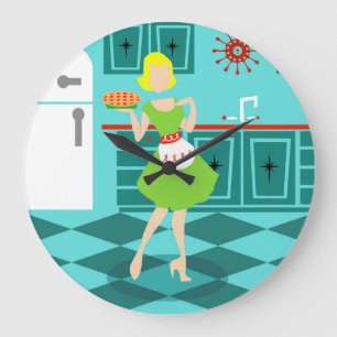 Retro Kitchen Round Acrylwand Grote Klok
