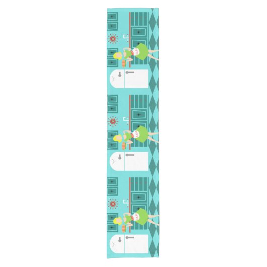Retro Kitchen Table Runner Korte Tafelloper (Voorkant)